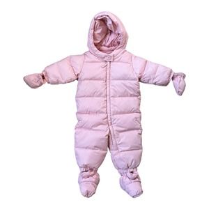 Baby Gap Pink Bunting Snow Suit Detachable Mittens and Booties 6-12 Months EUC